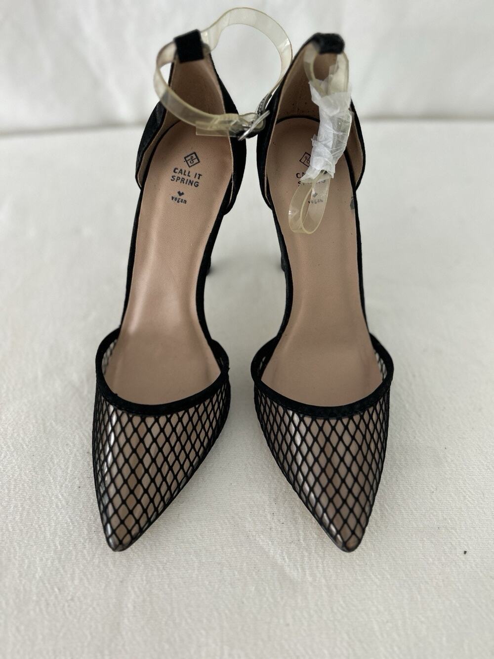 Call It Spring Women’s Pointed Toe Stiletto Heels Ankle Strap Buckle US 8 Mesh